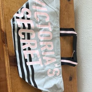 Victoria's Secret Pink and Gray Striped Tote